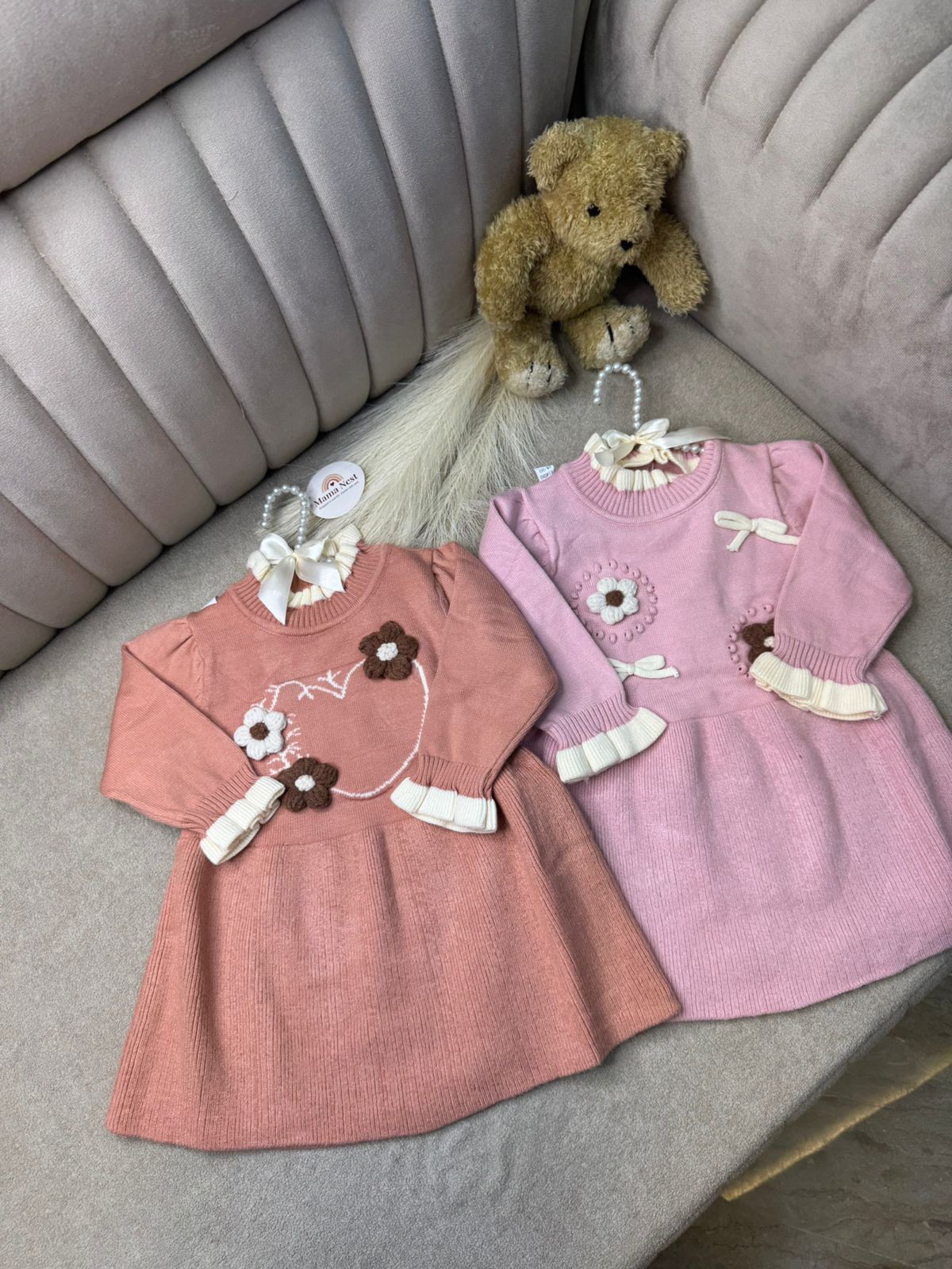 Floral Knit Winter Frock – Soft & Cozy Collection