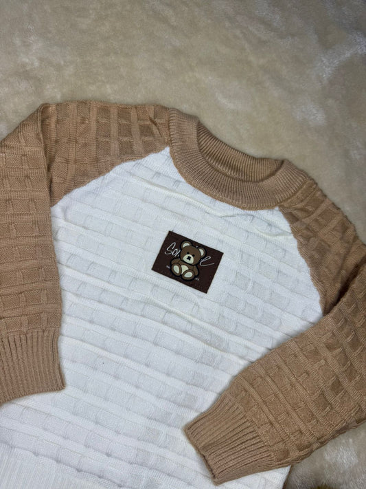 Cocoa Teddy Wool Set (Brown & Cream)