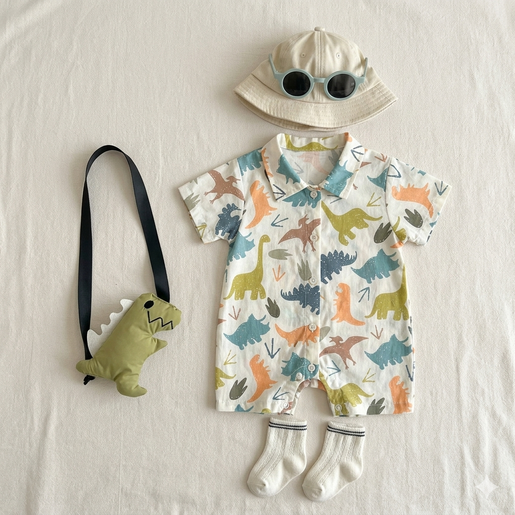 Dino Explorer Baby Summer Romper
