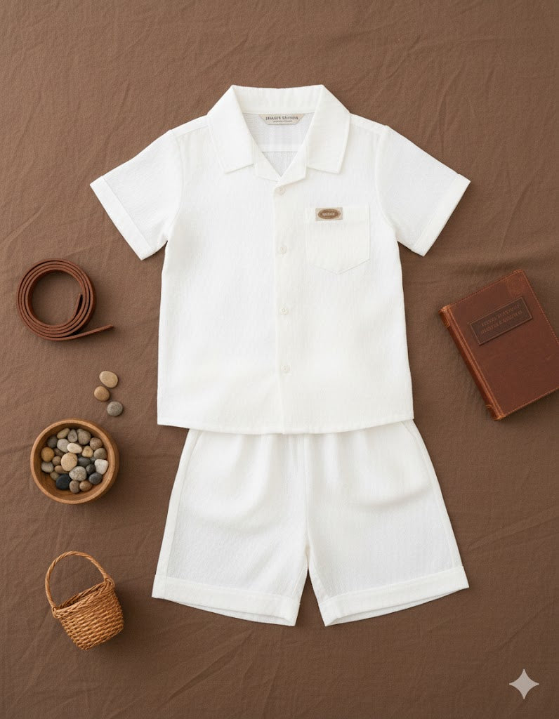 Classic Noir Shirt & Shorts Set for Boys