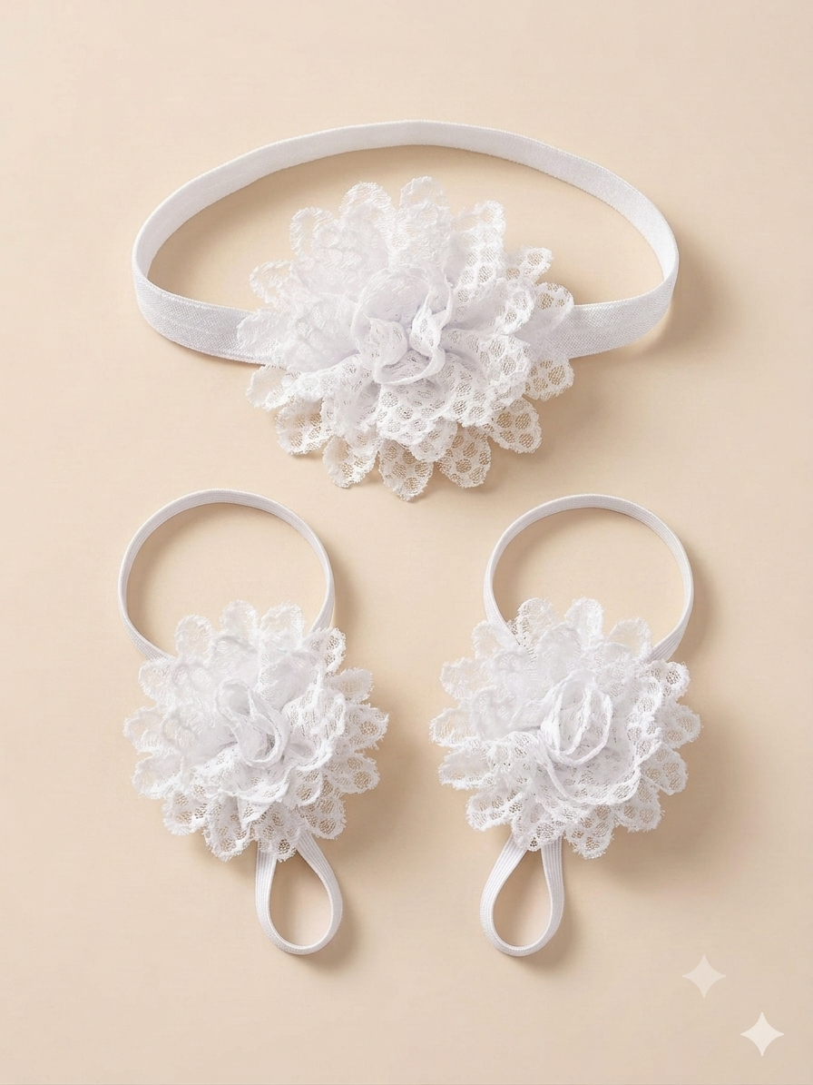 White Barefoot & Headband Set