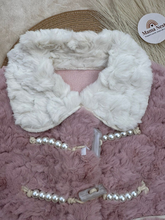 Luxury Pearl Fur Baby Coat – Blush Pink