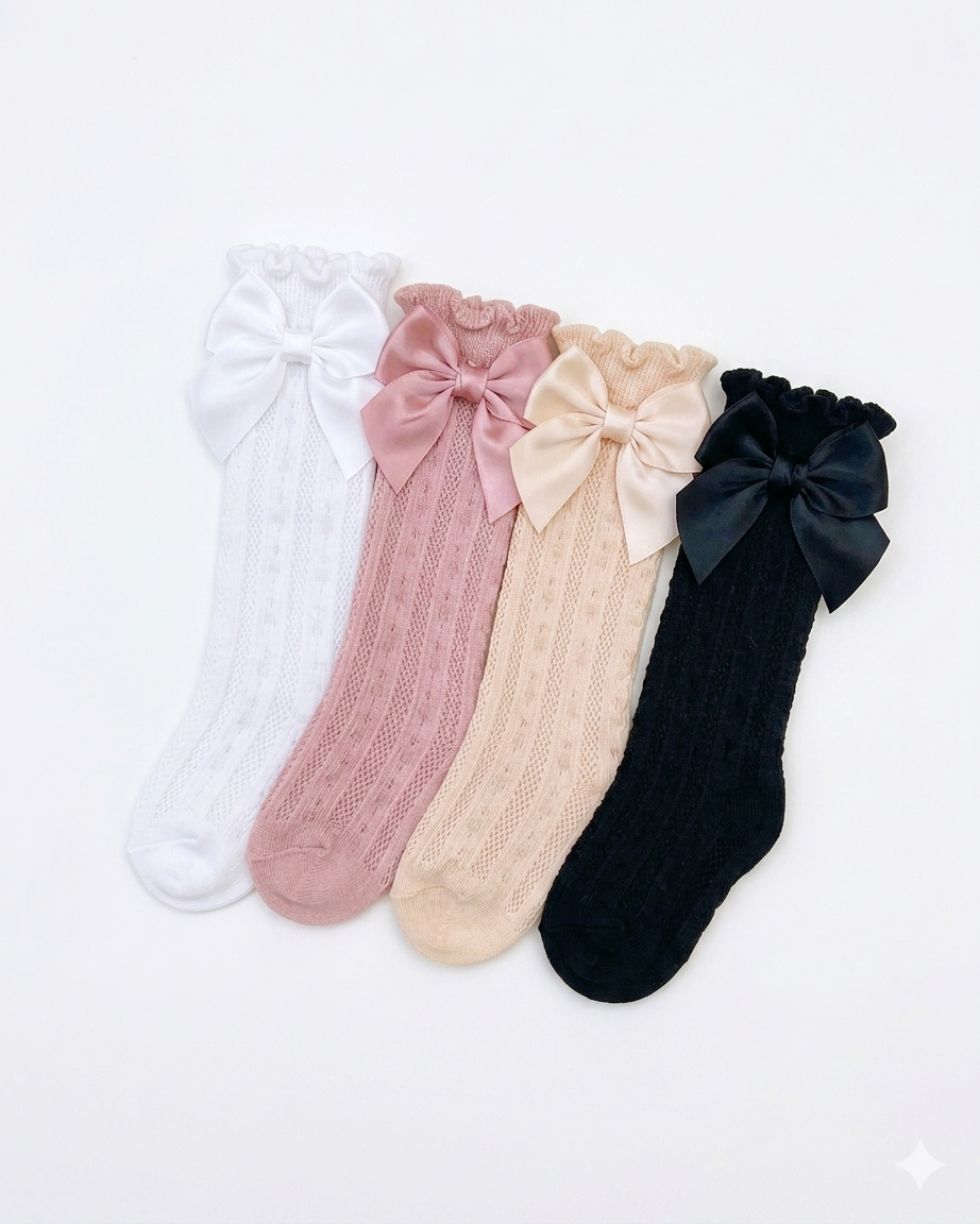 Satin Bow Princess Knee Socks