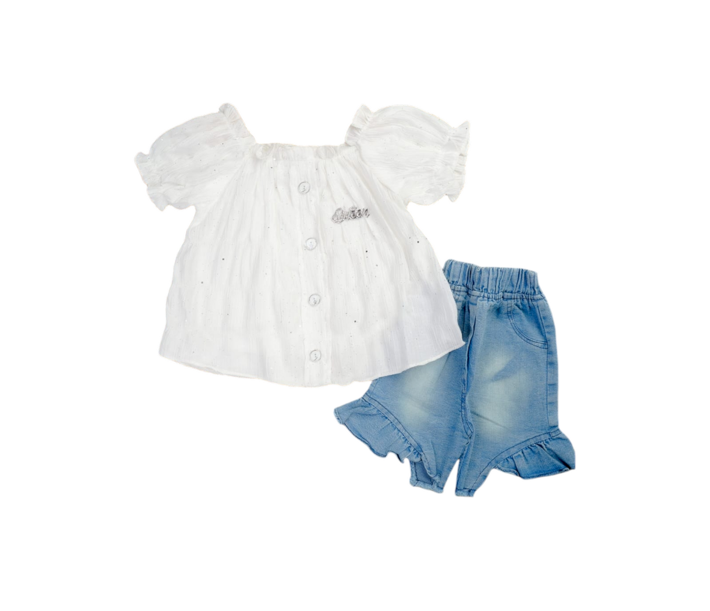 Little Queen Ruffle Denim Set