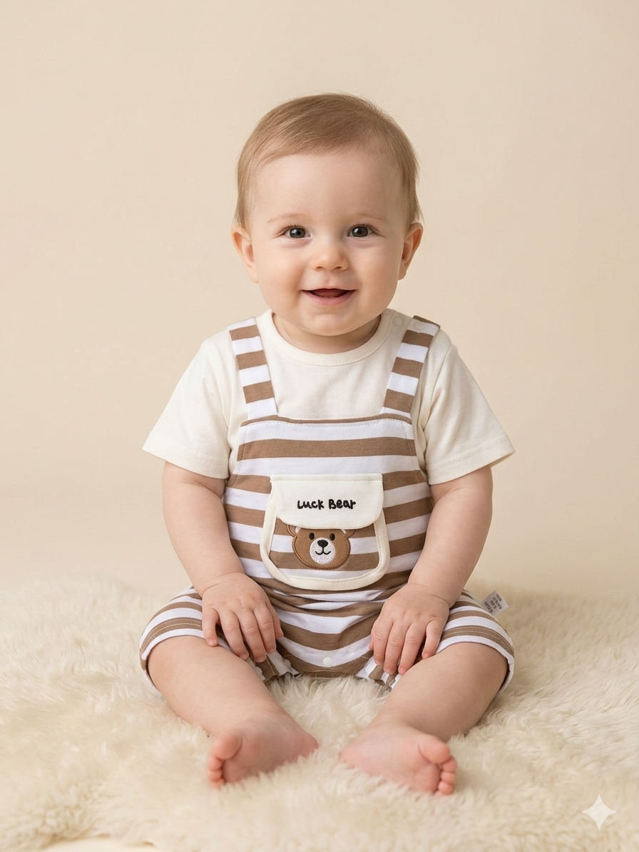 Little Bear Striped Romper