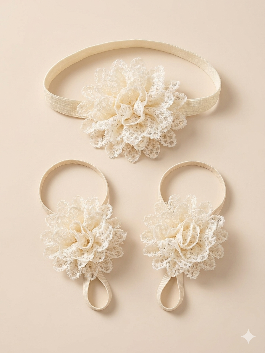Classic Off White Barefoot & Headband Set