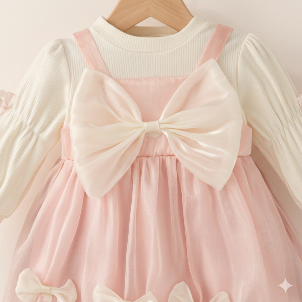 Blush Princess Bow Dress Set 🎀