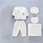 Cozy Bear 5-Piece Sherpa Newborn Set-White