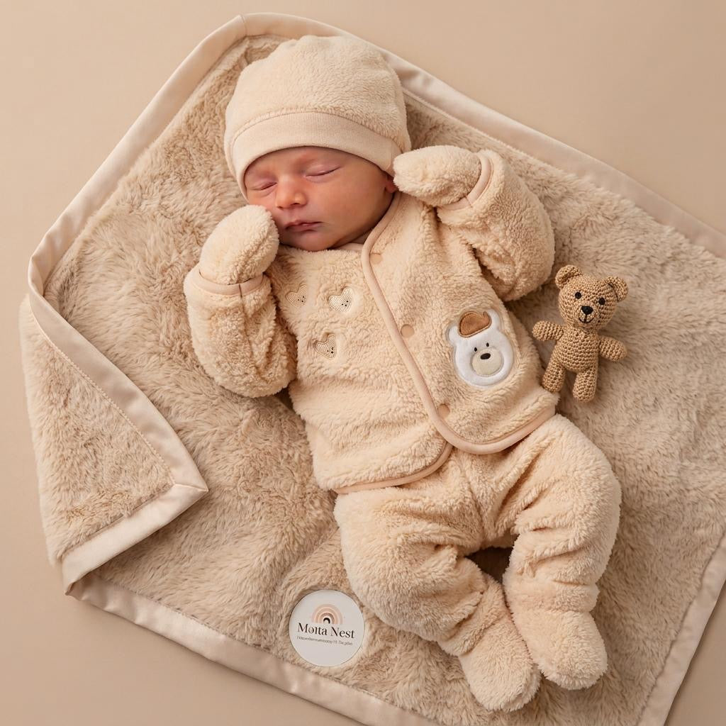 Cozy Bear 5-Piece Sherpa Newborn Set-Skin