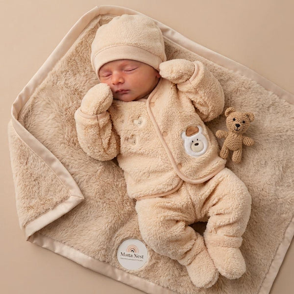 Cozy Bear 5-Piece Sherpa Newborn Set-Skin