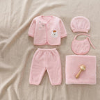 Cozy Bear 5-Piece Sherpa Newborn Set-Pink