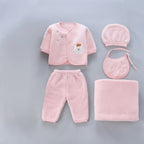 Cozy Bear 5-Piece Sherpa Newborn Set-Pink