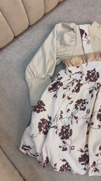 Cream & Cocoa Floral Corduroy Bubble Frock