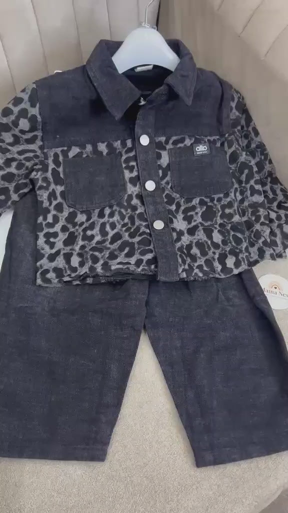 Rebel Leopard Denim Set Unisex-3pc