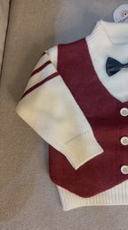 Baby Gentleman Knit Vest & Sweater Set-Red