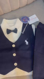 Baby Gentleman Knit Vest & Sweater Set-Black