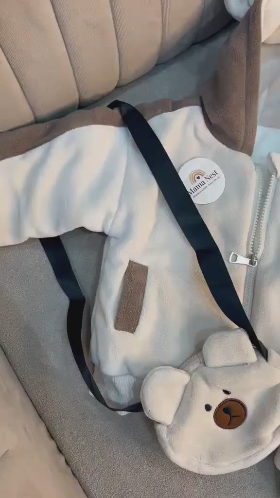 Toddler Cuddle Thick Bear 3-Piece Tracksuit- Cream Brown