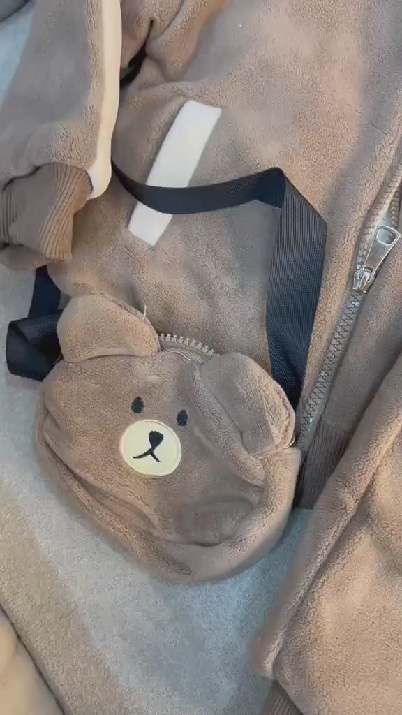 Toddler Cuddle Thick Bear 3-Piece Tracksuit- Brown