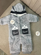 Slate Grey Fur Bear Romper