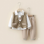 Gentleman Geometric Vest and Pants Set – Light Beige