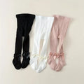 Baby Girl Ribbed Tights with Bow Accents