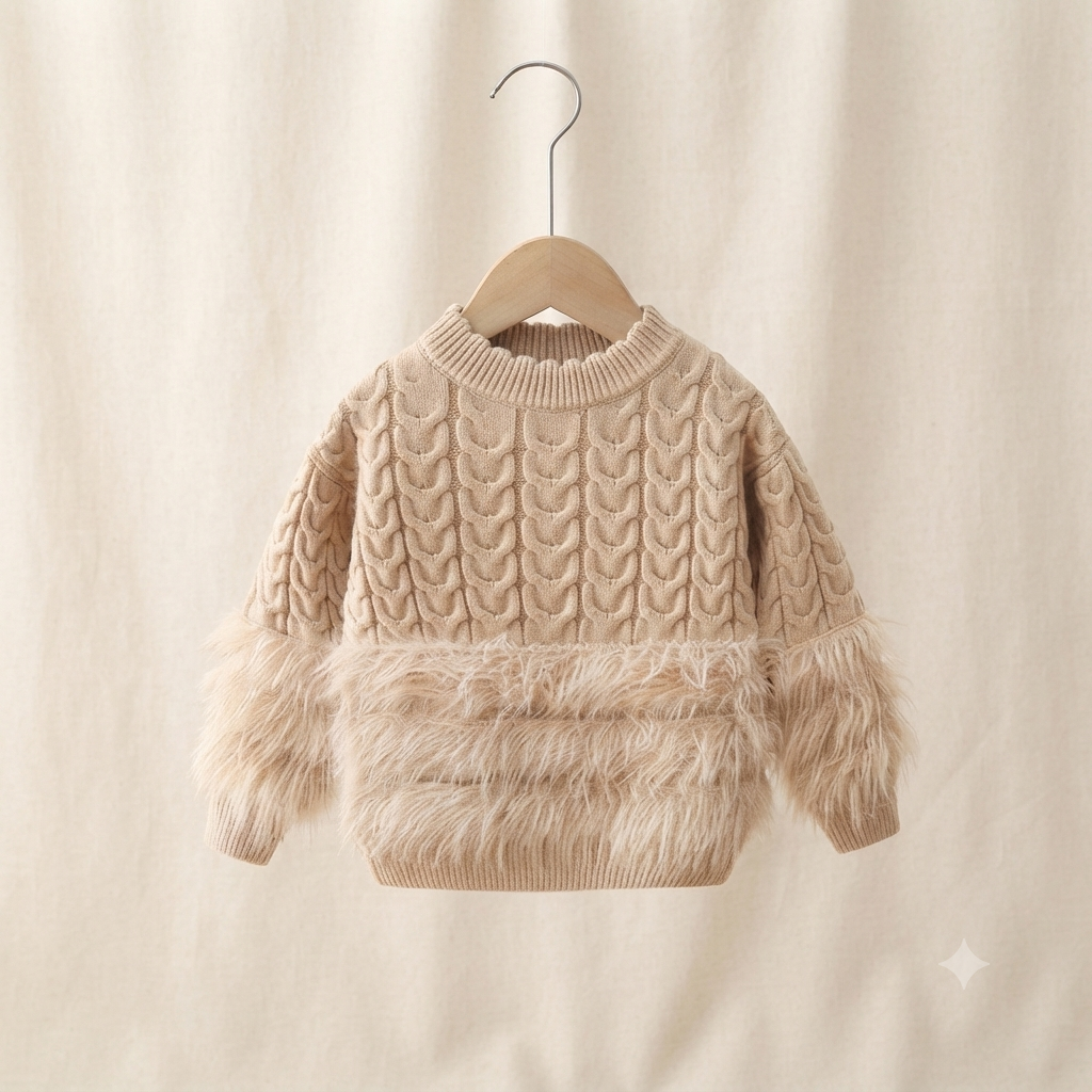 Cozy Cloud Faux-Fur Knit Sweater 🤍