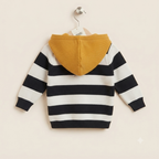 Monochrome Stripe Sherpa-Lined Hoodie & Denim Set