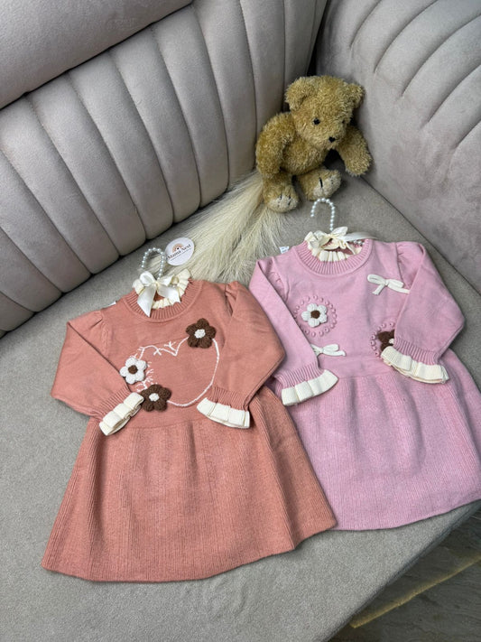 Floral Knit Winter Frock – Soft & Cozy Collection