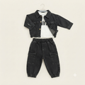 Toddler Black Denim Jacket and Cargo Joggers Set