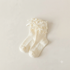 Princess Ruffle & Bow Girls Ankle Socks - Black & white