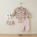 5 Piece Baby Floral Bodysuit & Leggings Set Velvet