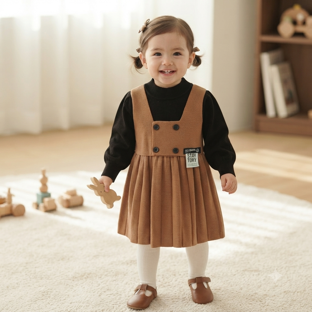 Two-Piece Style Knit Frock Set