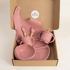 7-Piece Silicone Baby Feeding Set-Pink