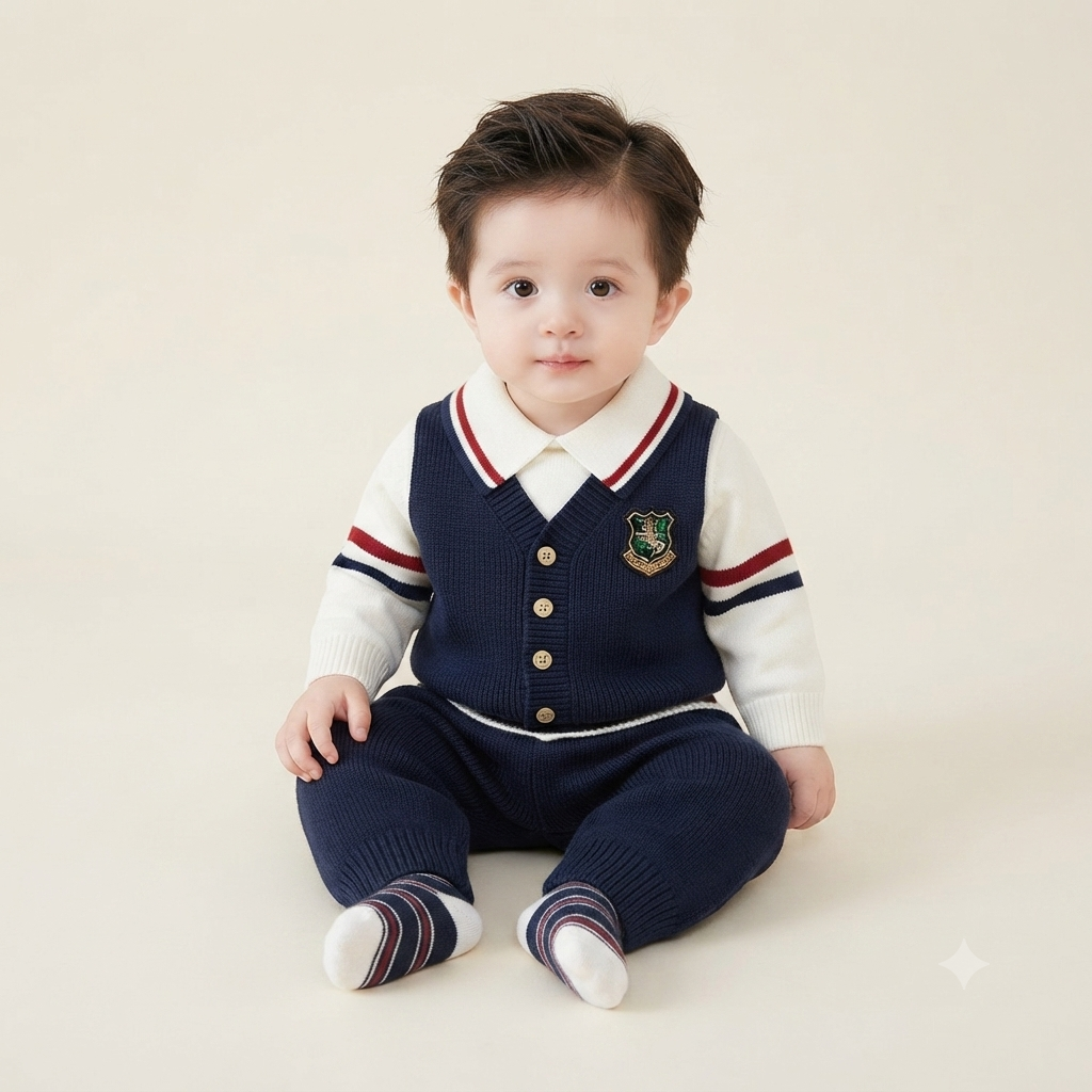 The Collegiate Knitted Vest & Trouser Set