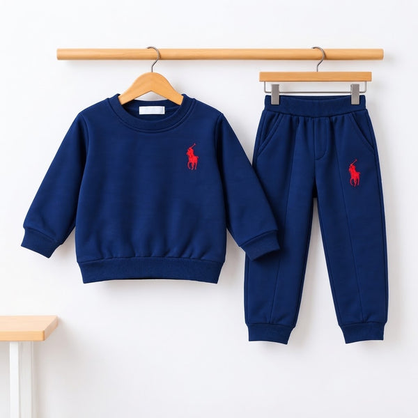 Toddler Boy Classic Long-Sleeve Sweatshirt and Jogger Pants Set-Blue