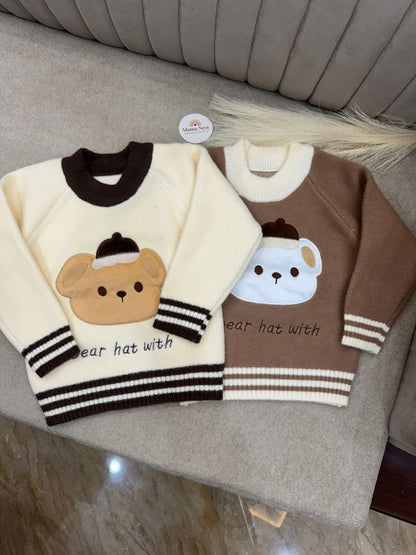 🧸 Bear Hug Knit Sweater — Cocoa Brown