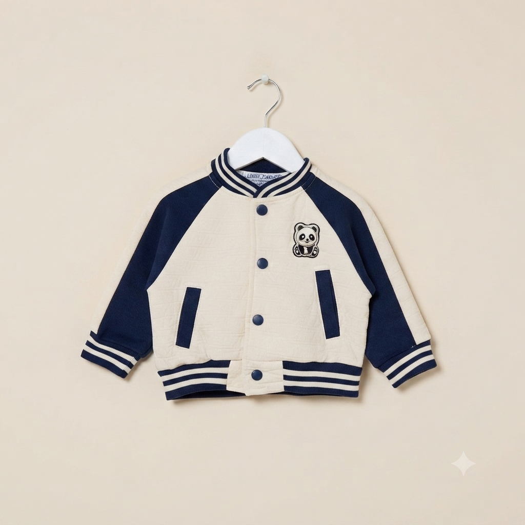 Toddler Boy Navy & Cream Panda Bomber Jacket Outfit Set