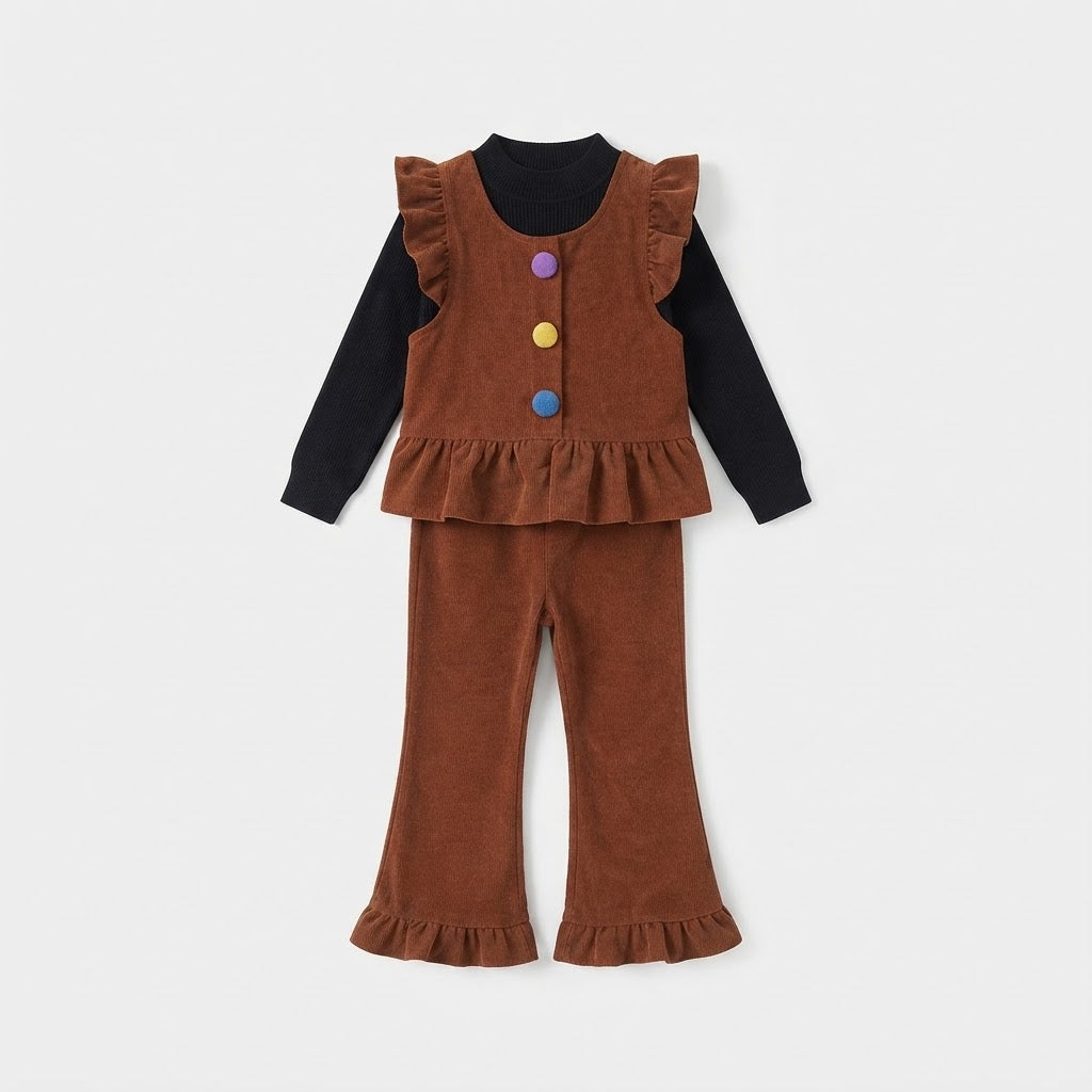 Cozy Corduroy Ruffle 3-Piece Outfit Set