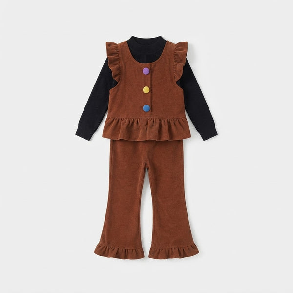 Cozy Corduroy Ruffle 3-Piece Outfit Set