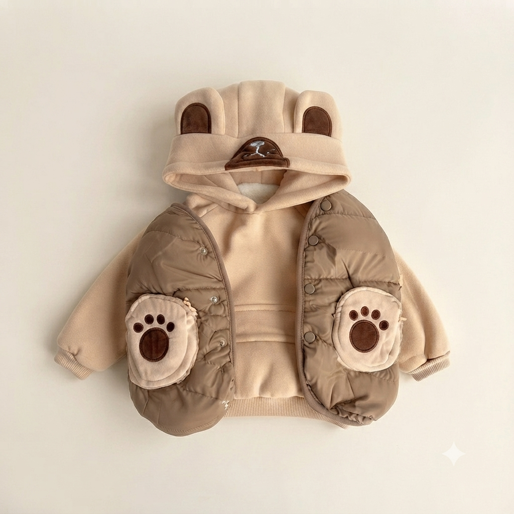 Adorabee Bear 3-Piece Winter Hood Set Thick Fleece