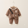 Toddler Cuddle Thick Bear 3-Piece Tracksuit- Brown