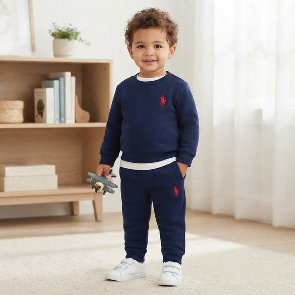 Toddler Boy Classic Long-Sleeve Sweatshirt and Jogger Pants Set-Blue