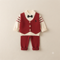 Baby Gentleman Knit Vest & Sweater Set-Red