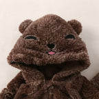 Cozy Brown Bear Fluffy Hooded Winter Tracksuit for Kids