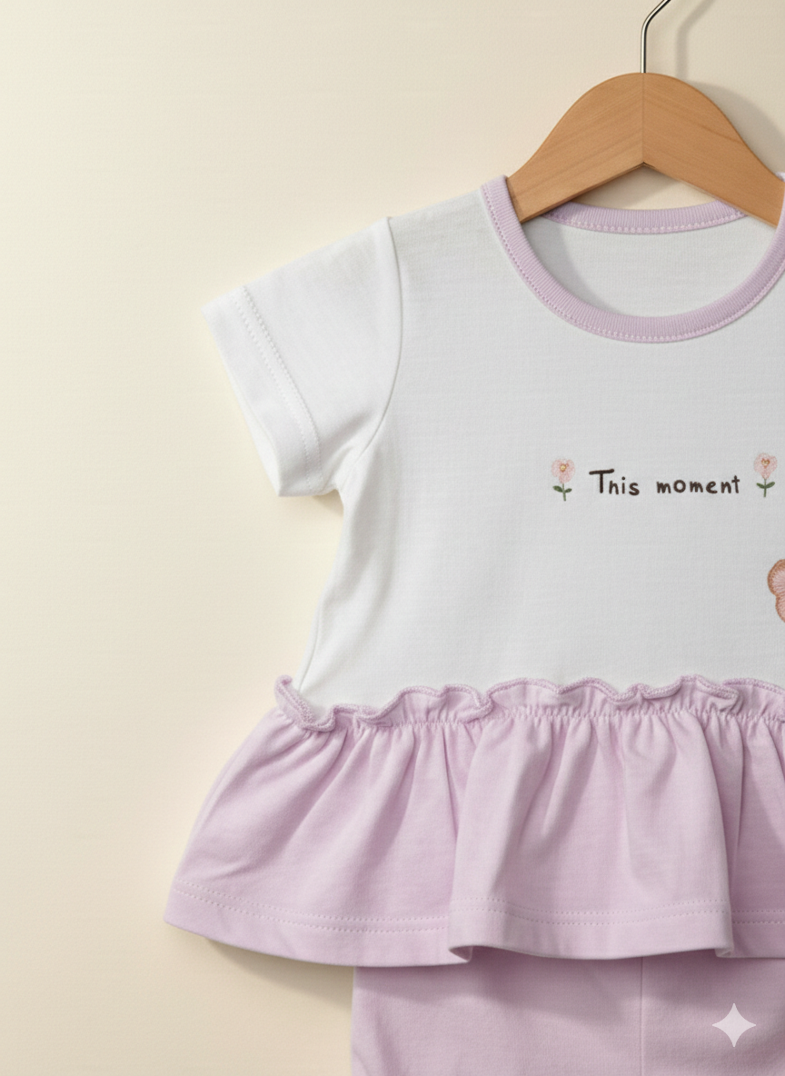 Sweet Petal Printed Ruffle Co-ord Set Lilac
