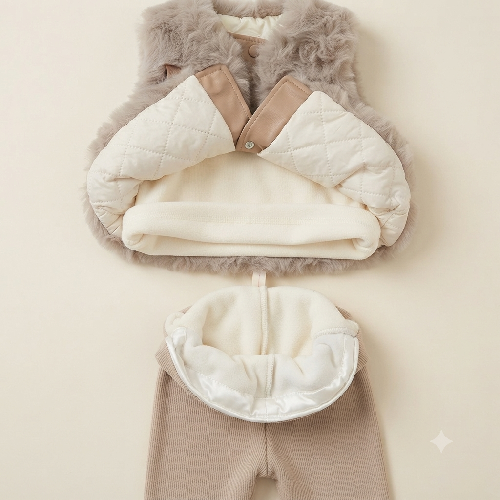 🤍 Cozy Bow Fur Vest Set