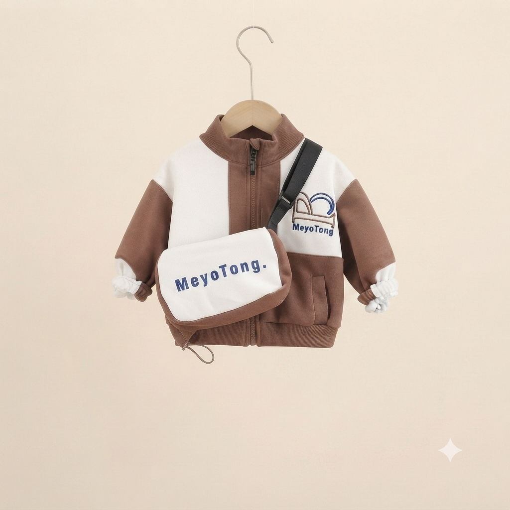 Boys Colorblock Tracksuit with Matching Crossbody Bag