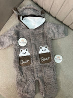 Charcoal Brown Fur Bear Romper