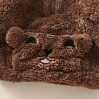 Cute Brown Bear Fluffy Winter Tracksuit for Kids