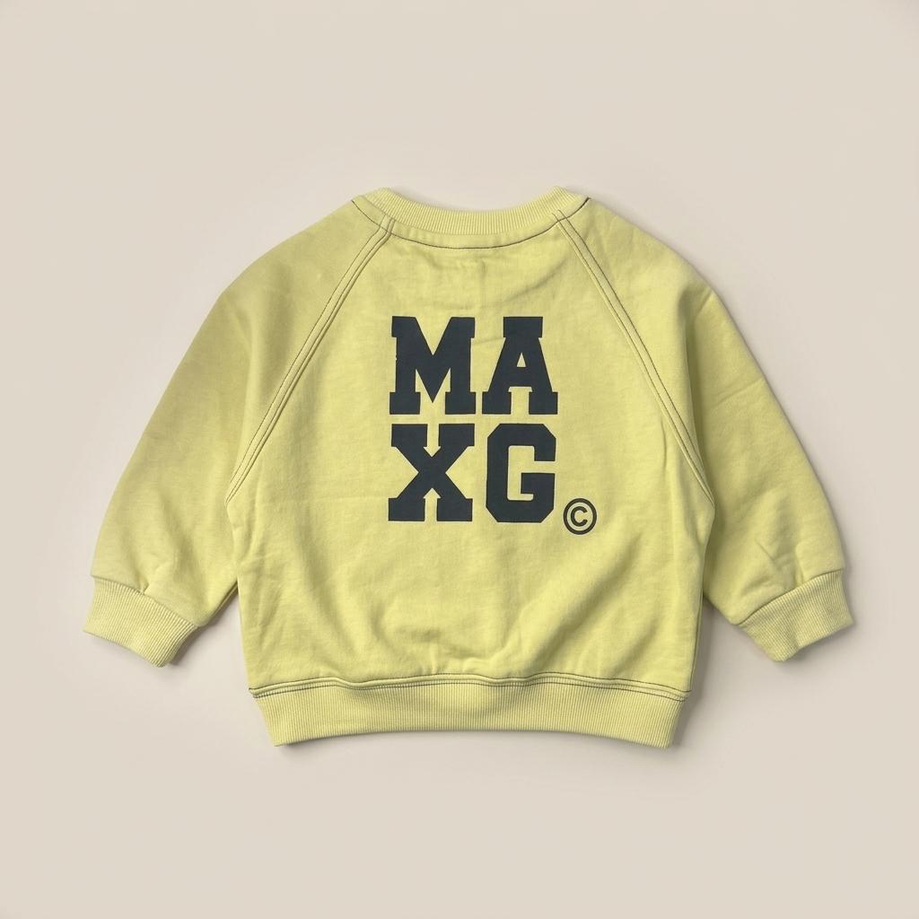 Yellow & Green Green Kids Letter Print Fleece Sweatshirt and Patch Detail Pants Set
